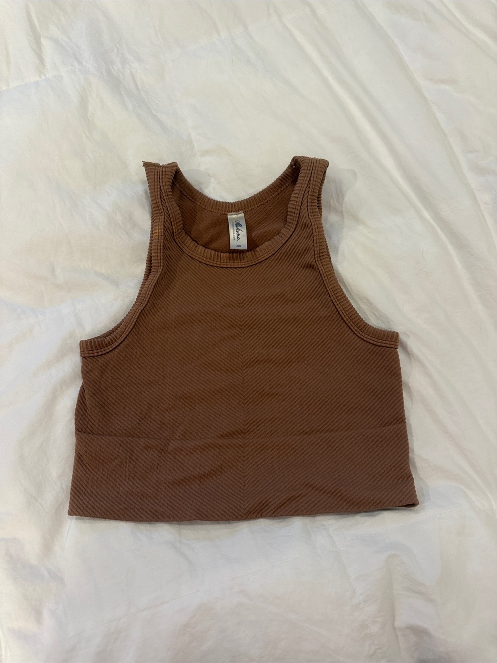 Ribbed Crop Tank Top - Brown